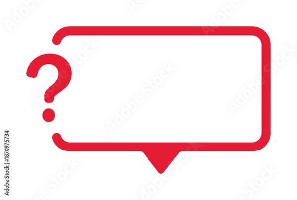 Obraz Red speech bubble with question mark inside frame.