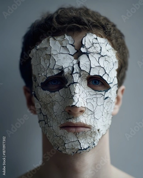 Obraz man social mask cracking