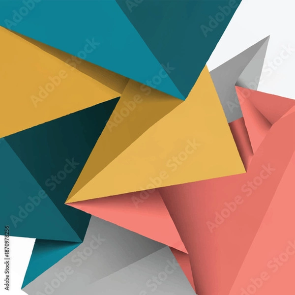 Obraz Abstract Geometric Shapes Intersecting Colorful Forms.