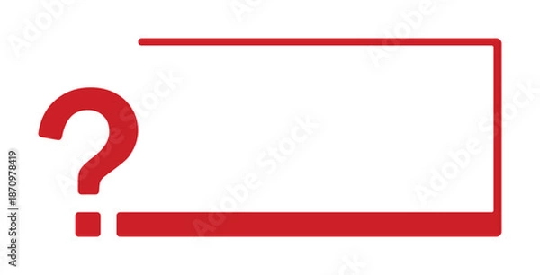 Obraz Red question mark with horizontal line on white background.