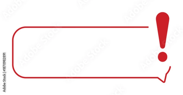 Obraz Red exclamation bubble frame with curved border design.