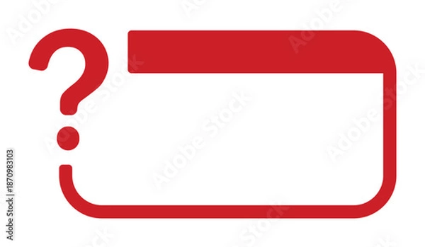 Obraz Red border frame with question mark on white background.