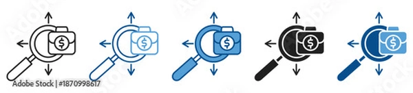 Obraz Market Research icon set in multiple styles