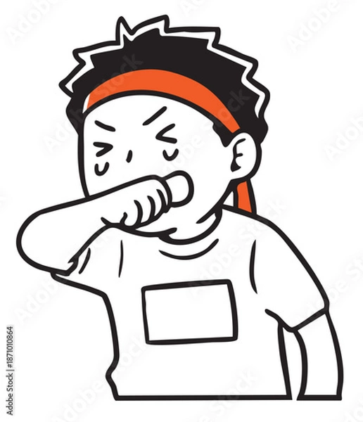 Obraz 運動会の勝負で負けて悔し泣きする男の子