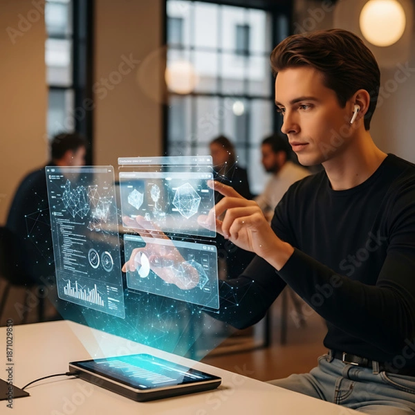 Fototapeta people using technology