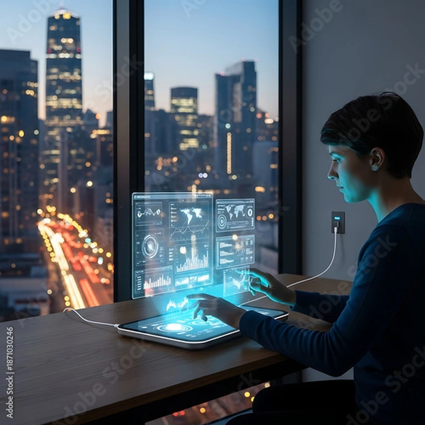 Fototapeta people using technology