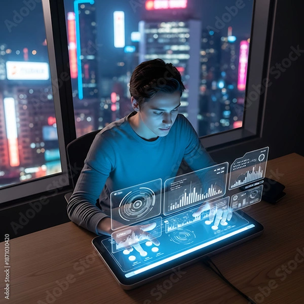 Fototapeta people using technology