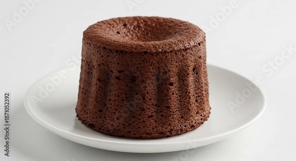 Obraz しっとり焼き上がった本格的なガトーショコラが白い背景と明るい照明の中で際立つその豊かな風味と質感が食欲を刺激する. AI Generated