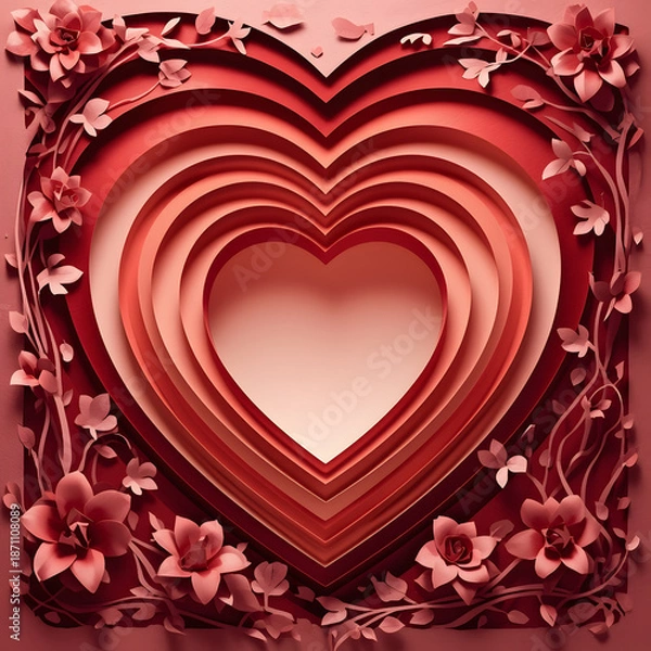 Obraz Multilayer paper heart with depth effect.
