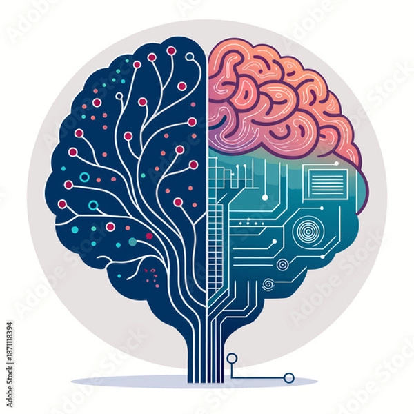 Obraz human brain with tree vector