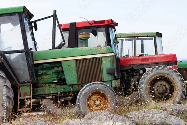 Obraz old tractor in the field