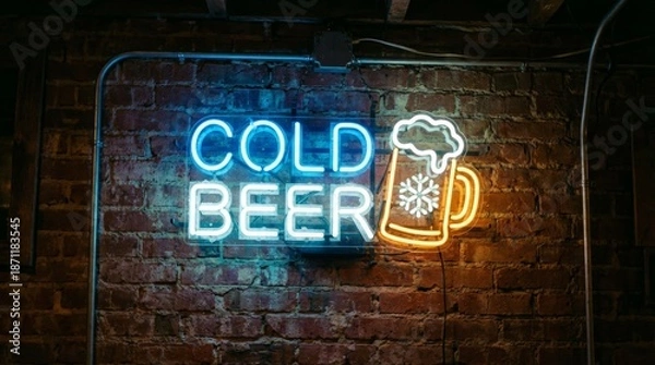 Obraz Cold beer neon sign