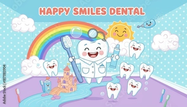 Obraz fun cartoon , dentist and teeth