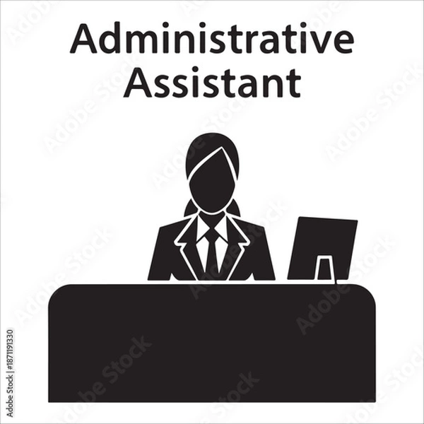 Obraz Administrative assistant silhouette vector at work