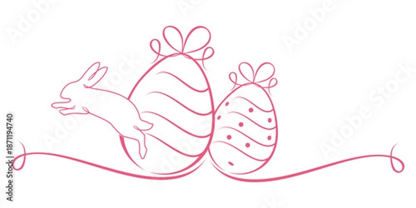 Obraz Line art style Easter eggs with bunnies.eps