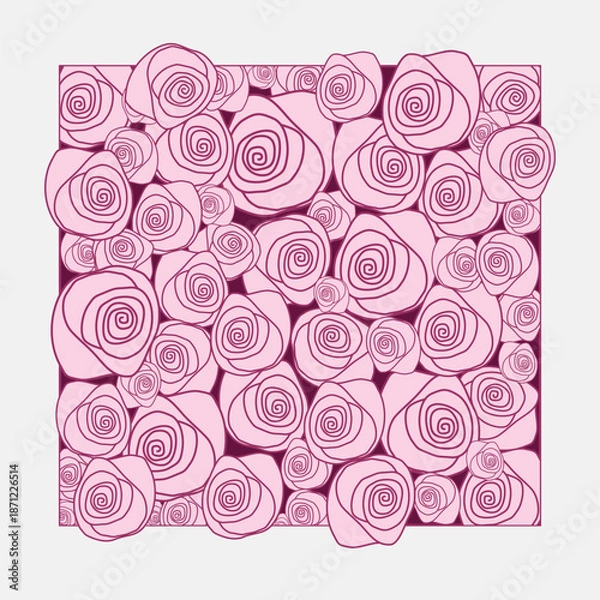 Obraz Pink rose garden pattern vector design
