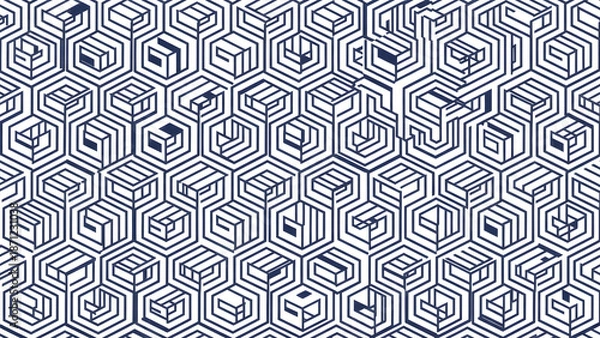 Obraz Navy White Hexagonal Geometric Pattern