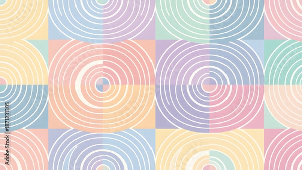 Obraz Pastel Rainbow Circular Geometric Pattern Seamless