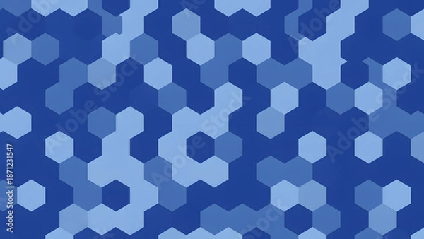 Obraz Monochromatic Blue Hexagonal Geometric Pattern