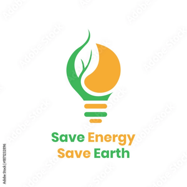 Obraz bulb leaf creative logo design save energy save earth concept