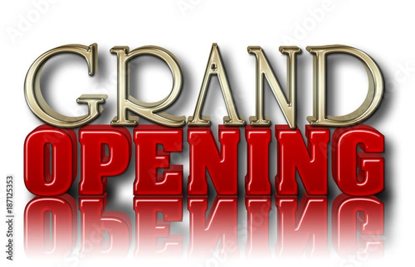 Obraz Stock Illustration - Grand Opening, 3D Illustration, Isolated Against the White Background.