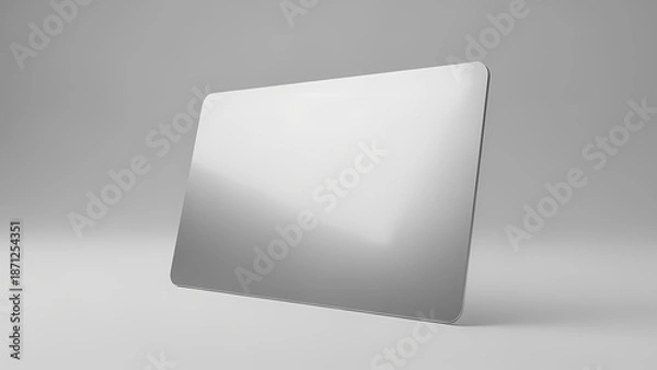 Obraz Minimalist blank rectangular silver card on gray background
