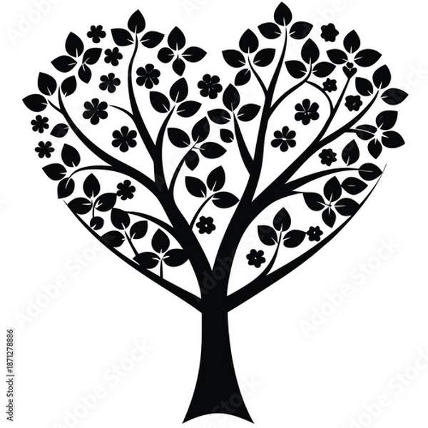 Obraz blooming heart tree vector icon