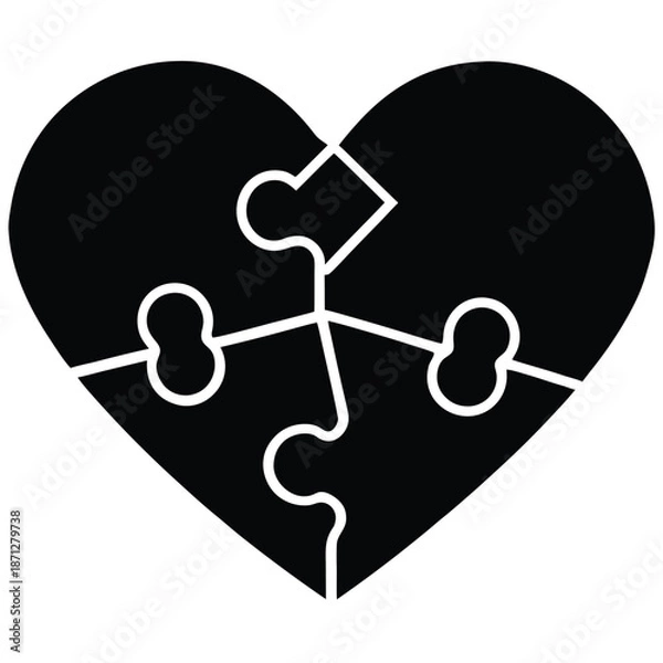 Obraz puzzle pieces fitting hearts vector icon