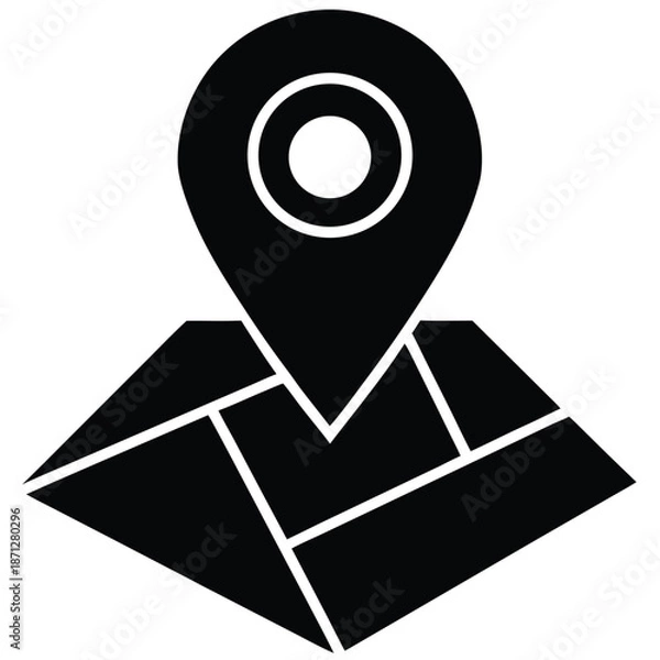 Obraz map with heart pin vector icon