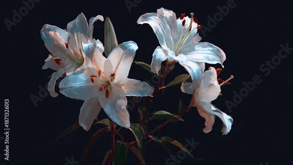 Obraz white lilies on dark background 