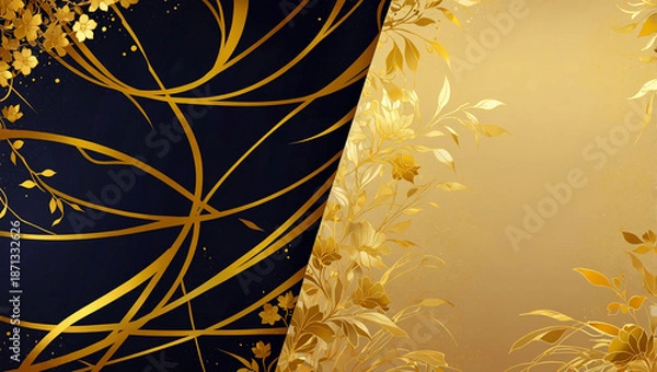 Obraz 金色の植物　AI生成素材