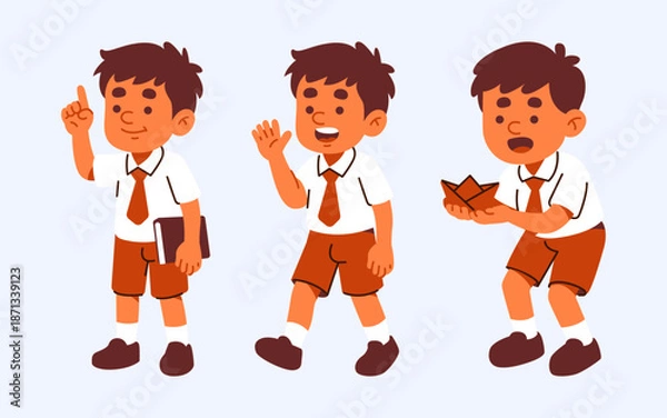 Obraz Young Student Boy Character Poses Exploring Learning And Fun