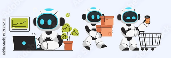 Obraz Robotic Efficiency Illustrating Various AI Functions in