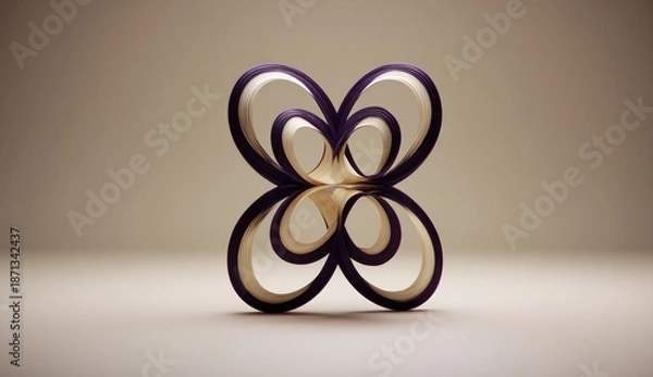 Obraz Abstract geometric design with repeating forms and reflections on beige background