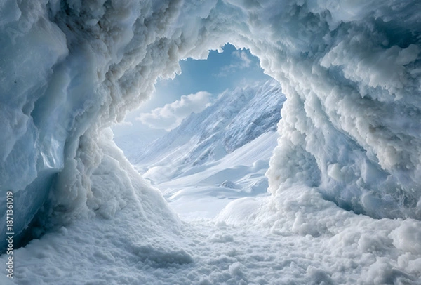 Obraz Mountain view from an ice cave