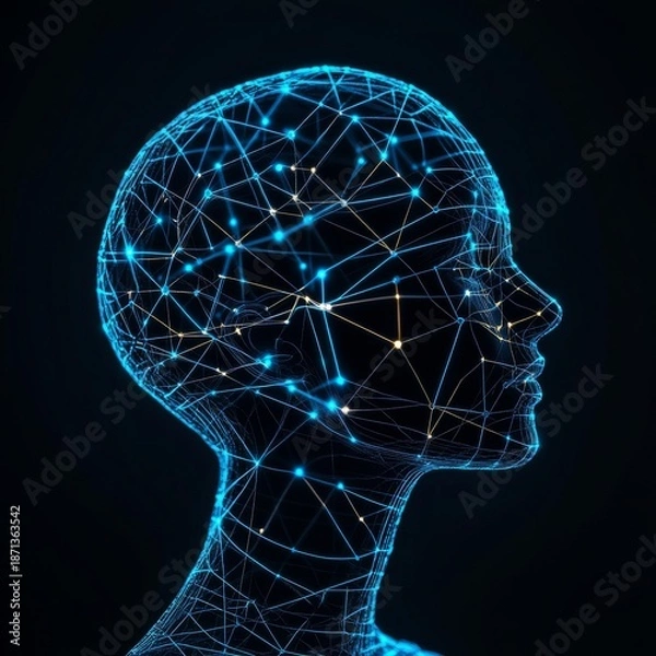 Obraz Glowing Head AI Network Concept, Technology, Future