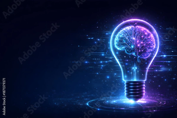 Fototapeta technology light bulb on dark background