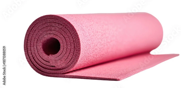 Obraz Rolled pink exercise or yoga mat