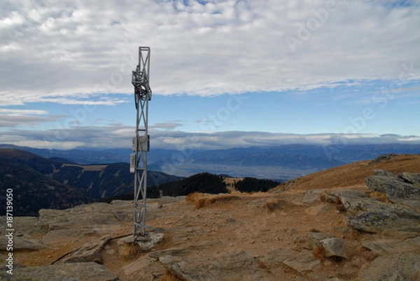 Fototapeta Summit cross on Rappoldkogel, Styria, Austria