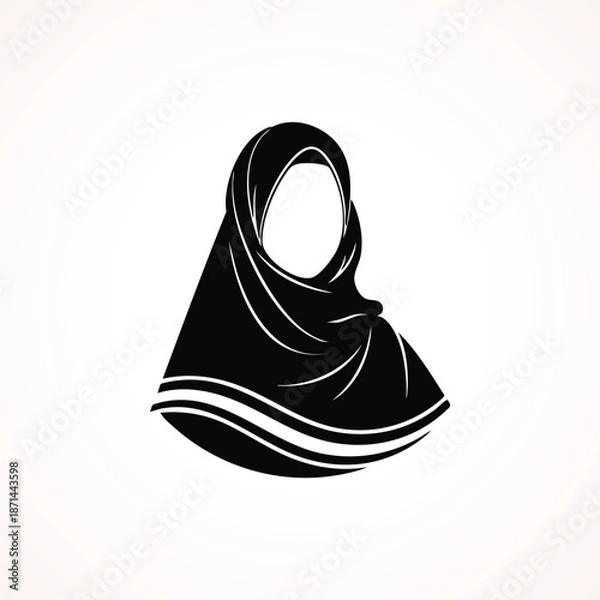 Obraz Side Profile Hijab Silhouette Vector Illustration