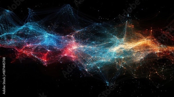 Obraz Global internet traffic lines connecting major cities