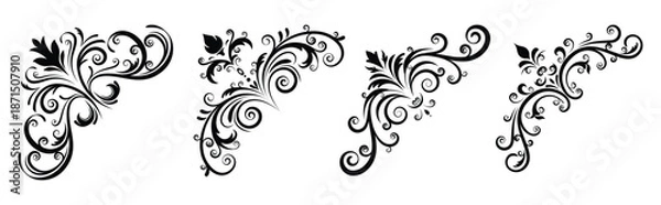 Obraz Vintage corners frames, decorative divider elements. Wedding design vector illustration