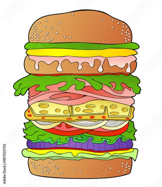 Obraz Hamburger with everything on it