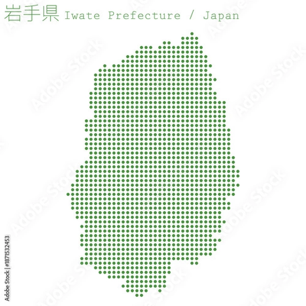 Obraz イラスト素材：日本地図　岩手県ベクターイラストマップ