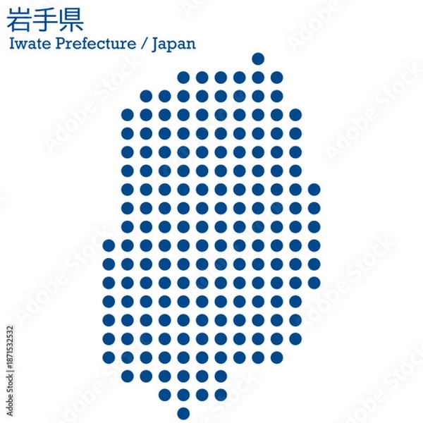 Obraz イラスト素材：日本地図　岩手県ベクターイラストマップ