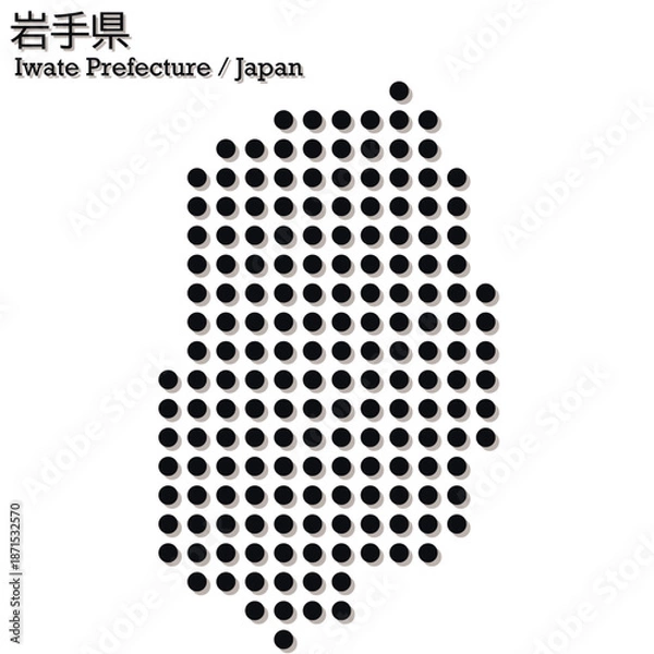 Obraz イラスト素材：日本地図　岩手県ベクターイラストマップ