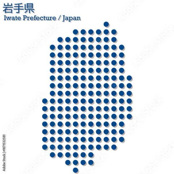 Obraz イラスト素材：日本地図　岩手県ベクターイラストマップ
