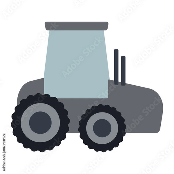 Obraz Gray Farm Tractor Flat Illustration