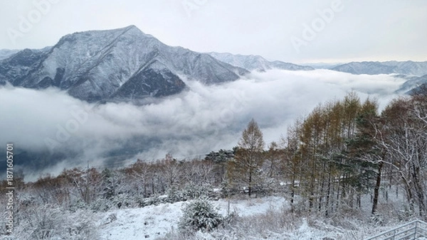 Obraz 아름다운 눈 덮인 겨울 산