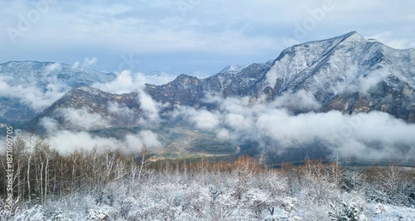 Obraz 아름다운 눈 덮인 겨울 산